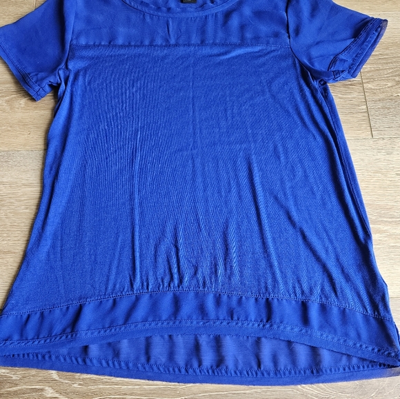 Women's Royal Blue Dark Blue Dressy Blouse Top Short Sleeve Shirt | Small - Picture 8 of 15